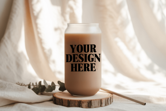 16oz Frosted Sipper Glass Can Mockup 2 — Product Mockups