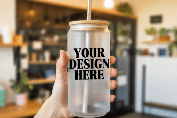 16oz Frosted Sipper Glass Can Mockup 3 — Product Mockups
