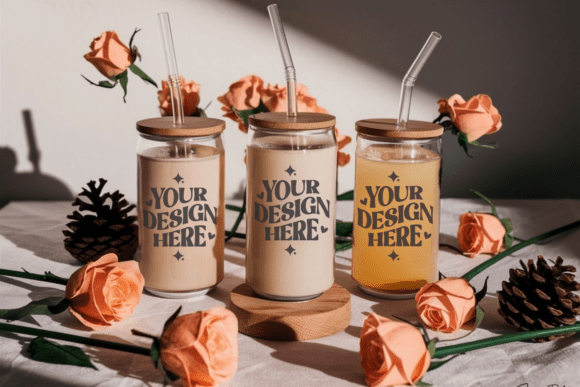 16oz Three Glass Can Mockup 2 Product Mockups