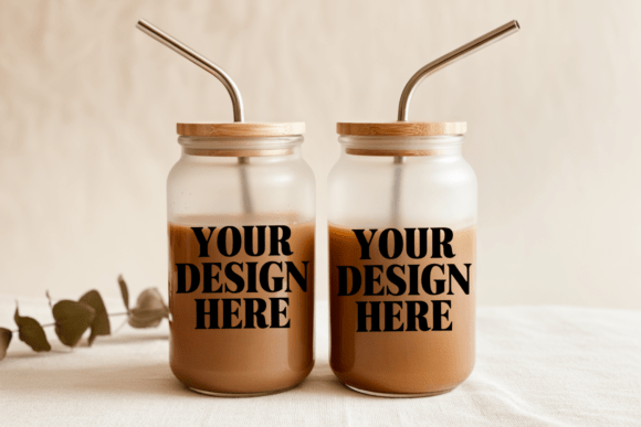 16oz Tow Frosted Sipper Glass Can Mockup