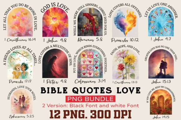 Bible Quotes Love PNG Bundle — Print Templates