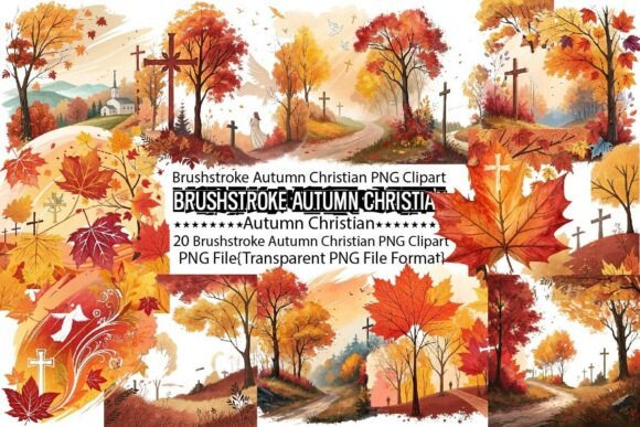 Brushstroke Autumn Christian Sublimation Print Templates