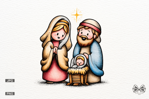 Christian Christmas Nativity PNG Illustrations