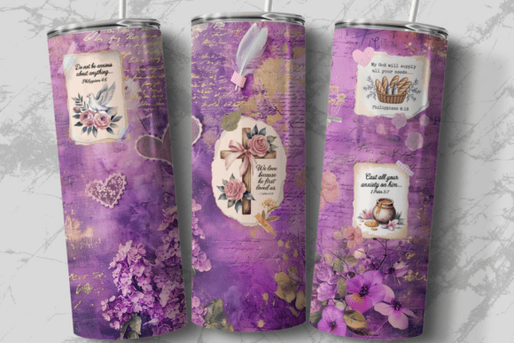 Christian Collage Purple Tumbler Wrap