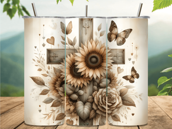 Christian Flower 20 Oz Tumbler Wrap