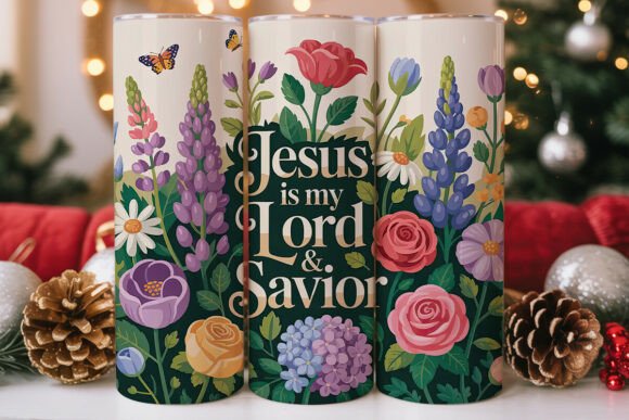 Floral Jesus Tumbler Wrap PNG for Tumbler Wraps