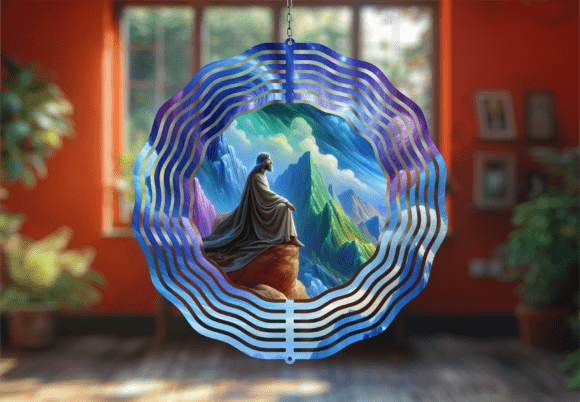 Jesus in the Mountains Wind Spinner Print Templates