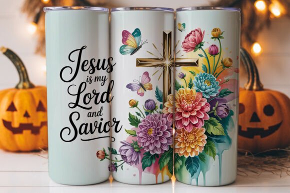 Jesus Savior Cross Floral Tumbler Design & Wraps