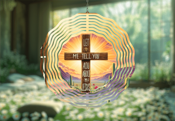 My Jesus Desert Cross Wind Spinner Print Templates